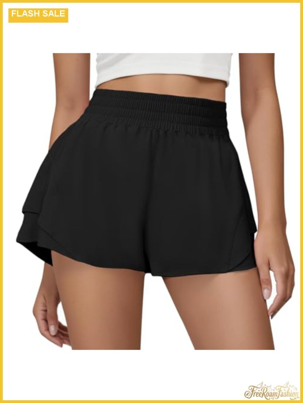Women's 2-in-1 High-Waist Running Shorts with Liner & Pockets, Flowy Athletic